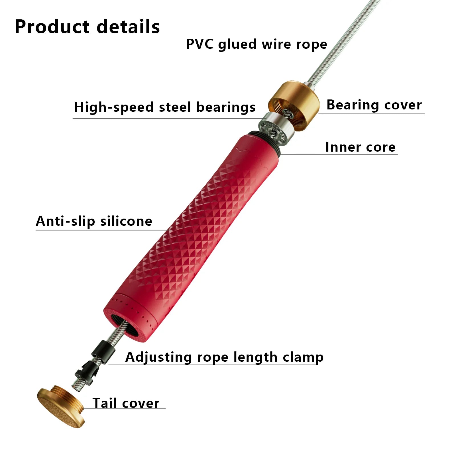 1 pçs - Corda para pular | Fio de aço ajustável Athloz