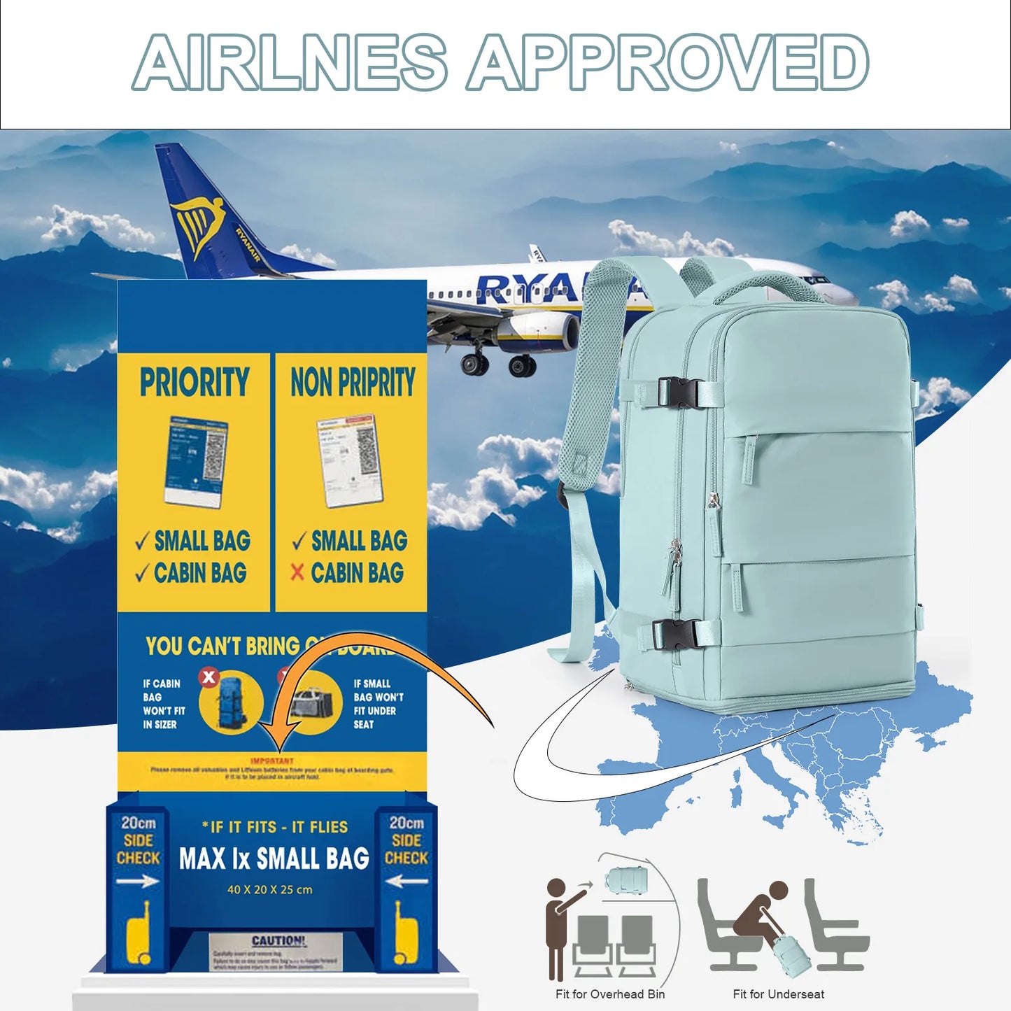 💼 Mochila de Viagem Impermeável Athloz 40x20x25