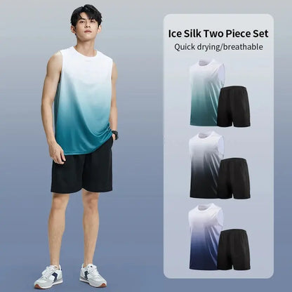 Conjunto Masculino Ice Silk Dry-Fit para Treino